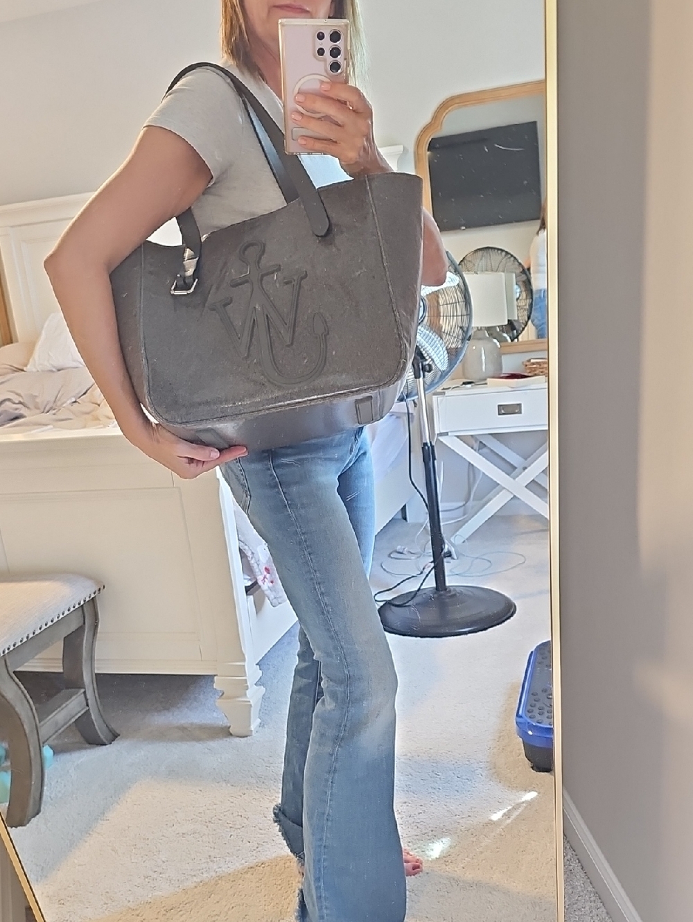 JW ANDERSON Tote Bag in Charcoal Gray